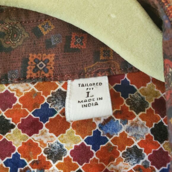 Robert Graham Tailored Fit Autumn Plaid Embroidered Long Sleeve Button Down Sz L - Picture 4 of 11